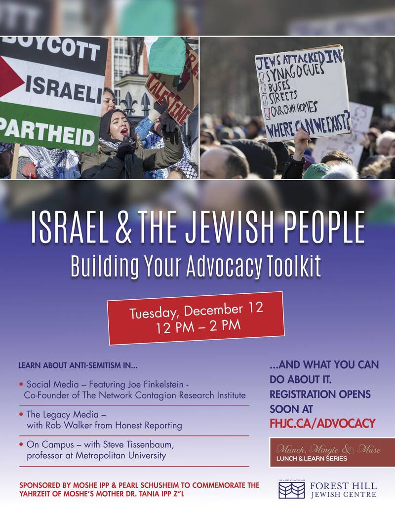 Banner Image for Munch, Mingle & Muse: Israel & The Jewish People - Building Your Advocacy Toolkit